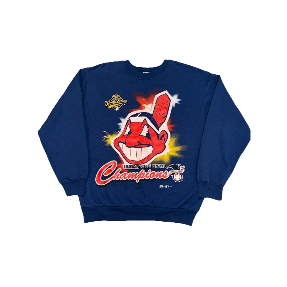 VTG Cleveland Indians World Series Sweatshirt 1995 Wahoo AL Champions Large‎